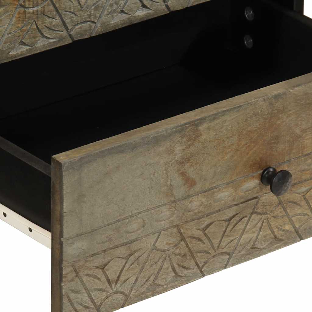 Comodino Grigio Chiaro 50x33x60 cm in Legno Massello di Mango - homemem39