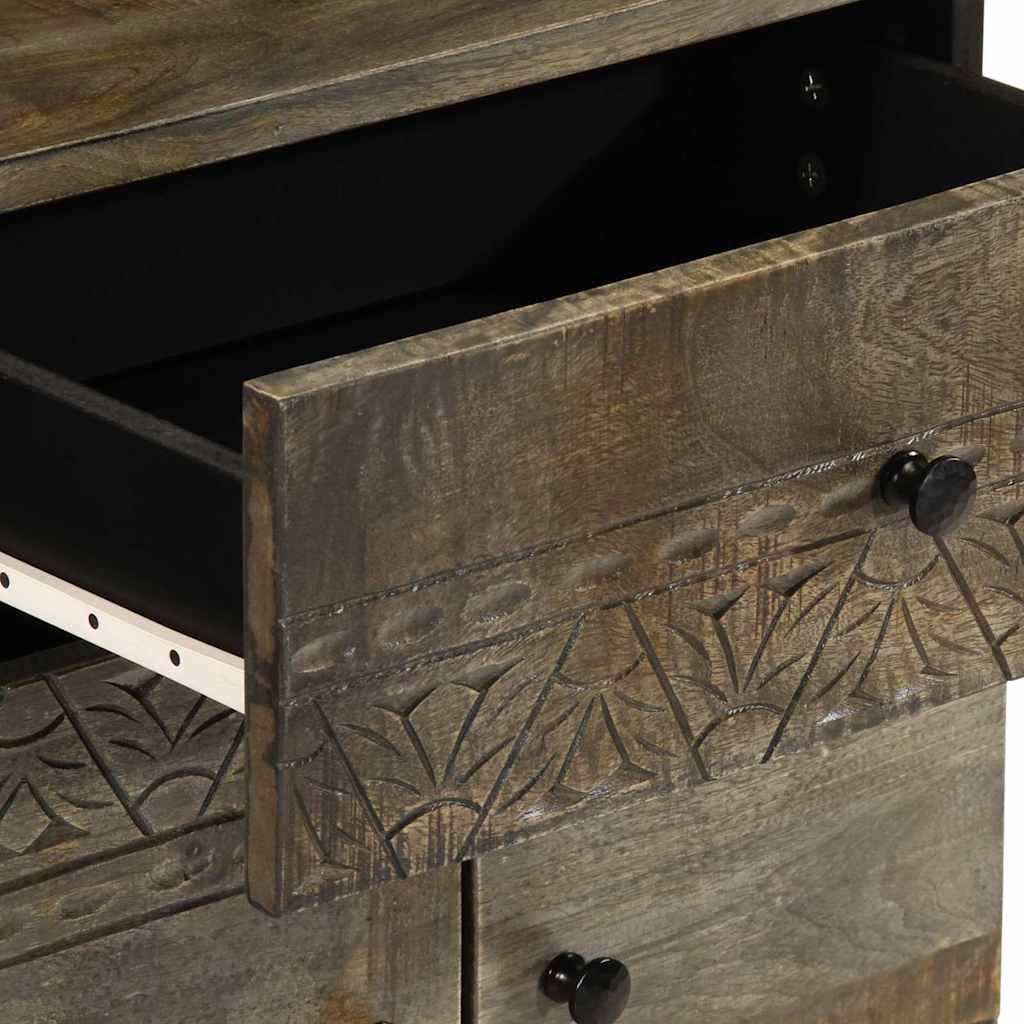 Comodino Grigio Chiaro 50x33x60 cm in Legno Massello di Mango - homemem39