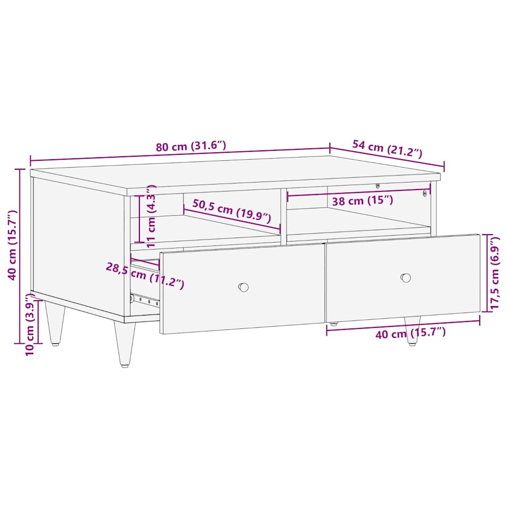 Tavolino Grigio Chiaro 80x54x40 cm in Legno Massello di Mango | homemem39