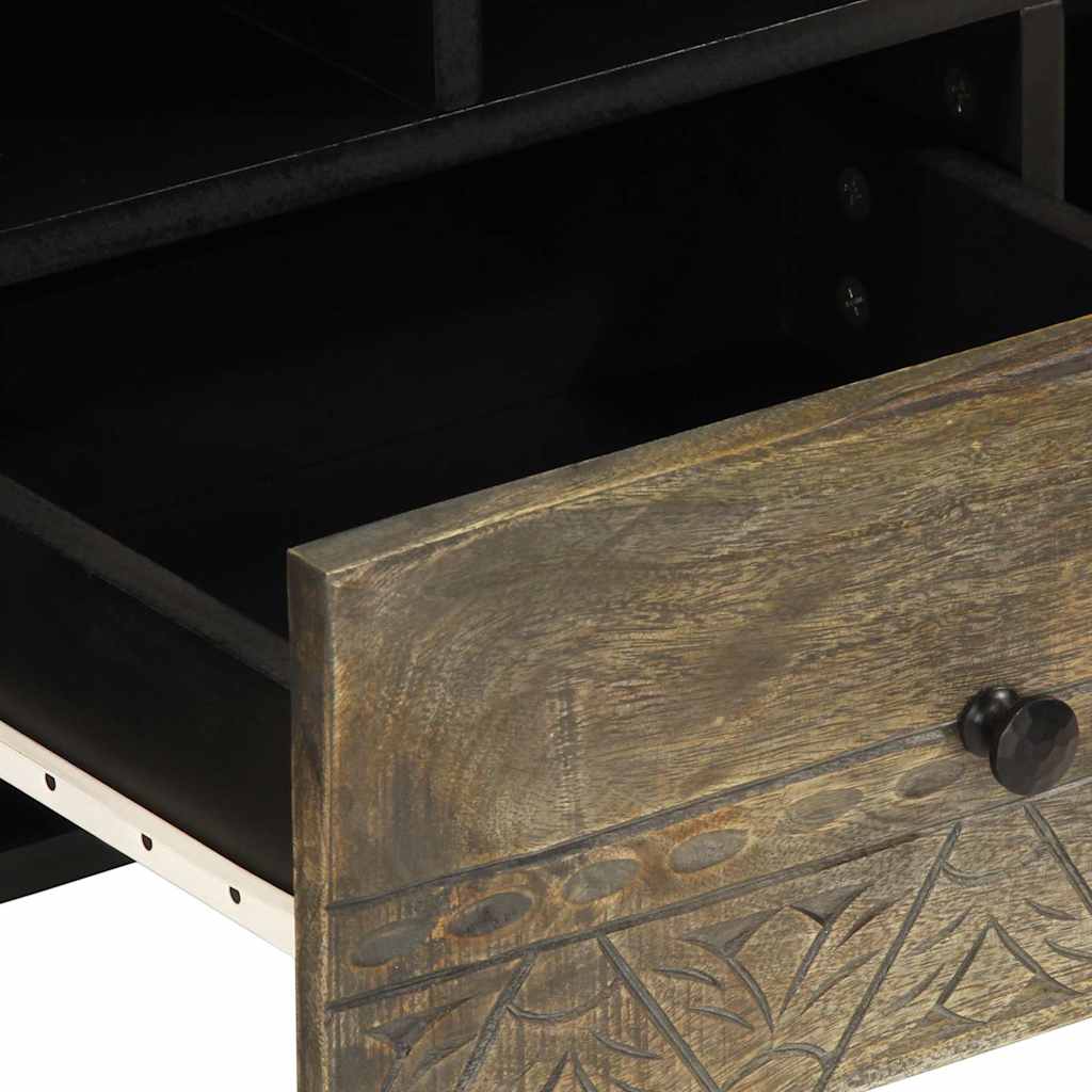 Mobile Porta TV Nero 100x33x46 cm in Legno Massello di Mango - homemem39