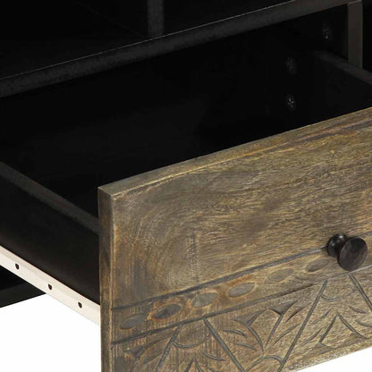 Mobile Porta TV Nero 100x33x46 cm in Legno Massello di Mango - homemem39