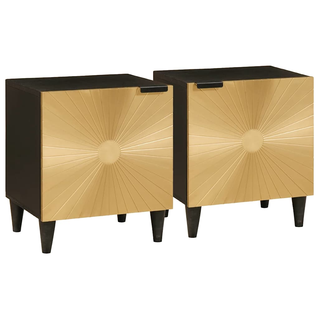 Armadio da Notte 2 pcs Nero e Oro 40 x 33 x 46 cm | homemem39
