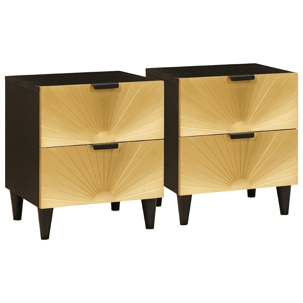 Armadio da Notte 2 pcs Nero e Oro 40 x 33 x 46 cm | homemem39