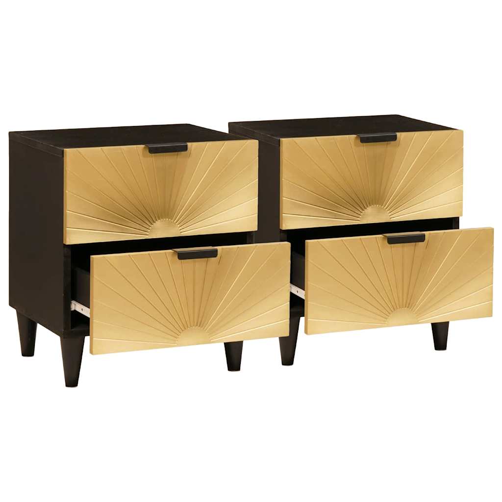 Armadio da Notte 2 pcs Nero e Oro 40 x 33 x 46 cm | homemem39