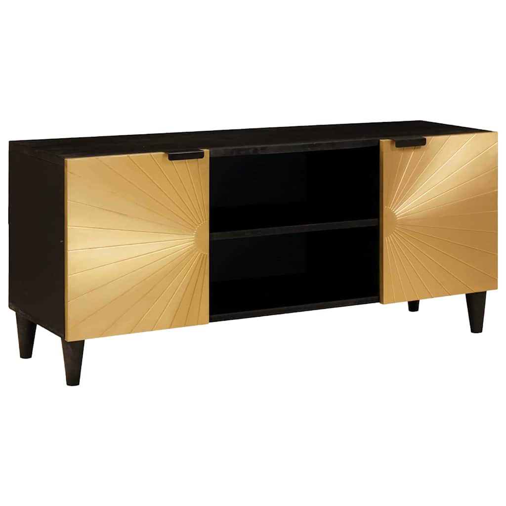 Mobile TV Nero e Oro 105 x 33 x 46 cm Legno multistrato