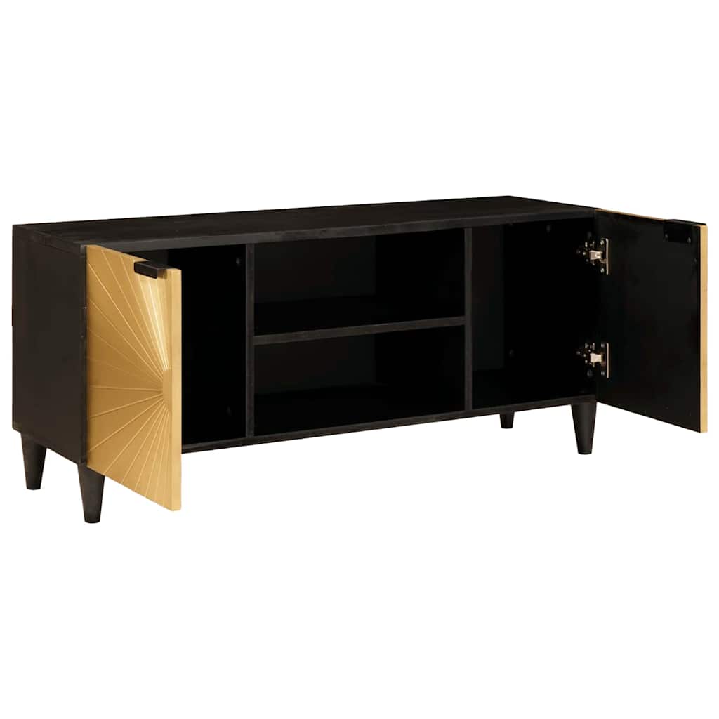 Mobile TV Nero e Oro 105 x 33 x 46 cm Legno multistrato