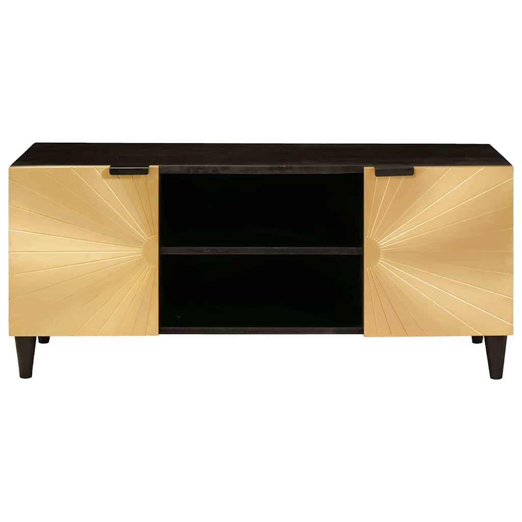 Mobile TV Nero e Oro 105 x 33 x 46 cm Legno multistrato