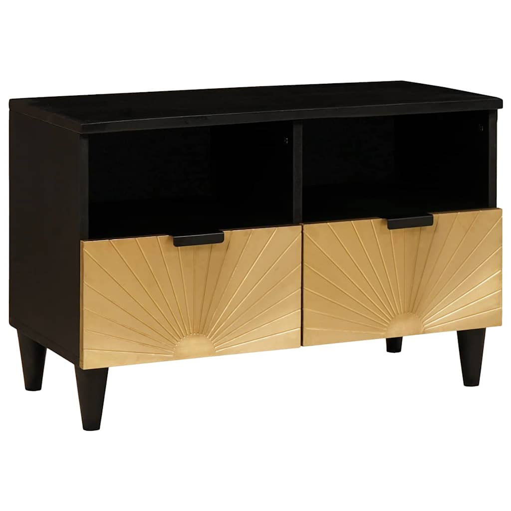 Mobile TV Nero e Oro 70 x 33 x 46 cm legno massello di mango - homemem39
