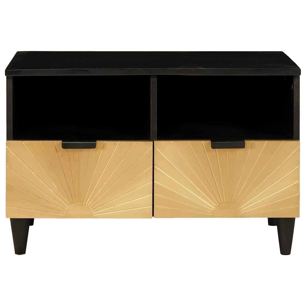 Mobile TV Nero e Oro 70 x 33 x 46 cm legno massello di mango - homemem39