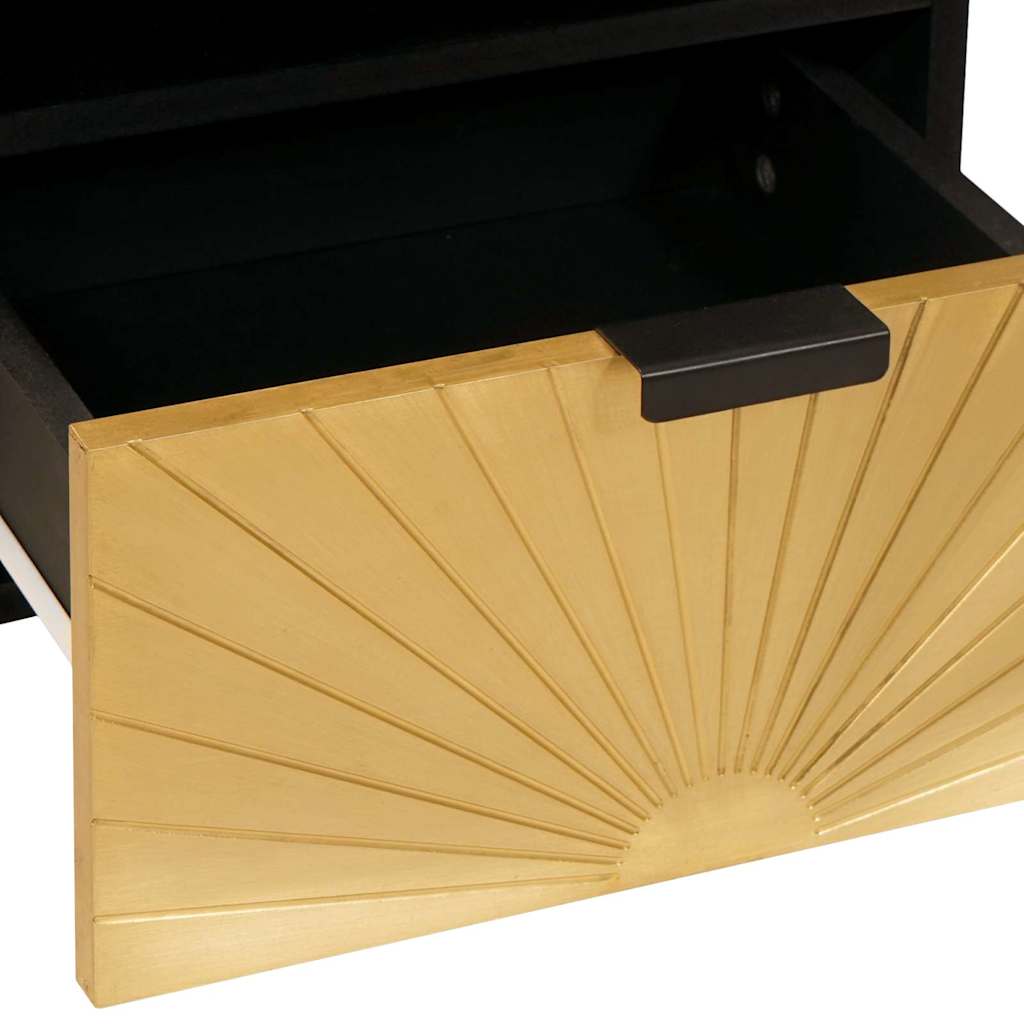 Armadio da Notte con cassetto Nero e Oro 40 x 33 x 46 cm | homemem39