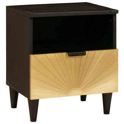 Armadio da Notte con cassetto Nero e Oro 40 x 33 x 46 cm | homemem39