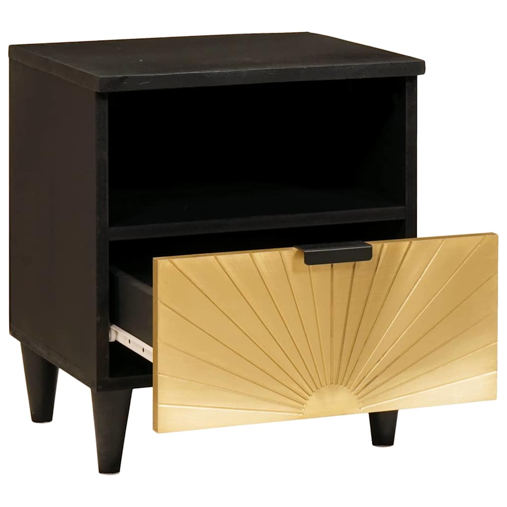 Armadio da Notte con cassetto Nero e Oro 40 x 33 x 46 cm | homemem39