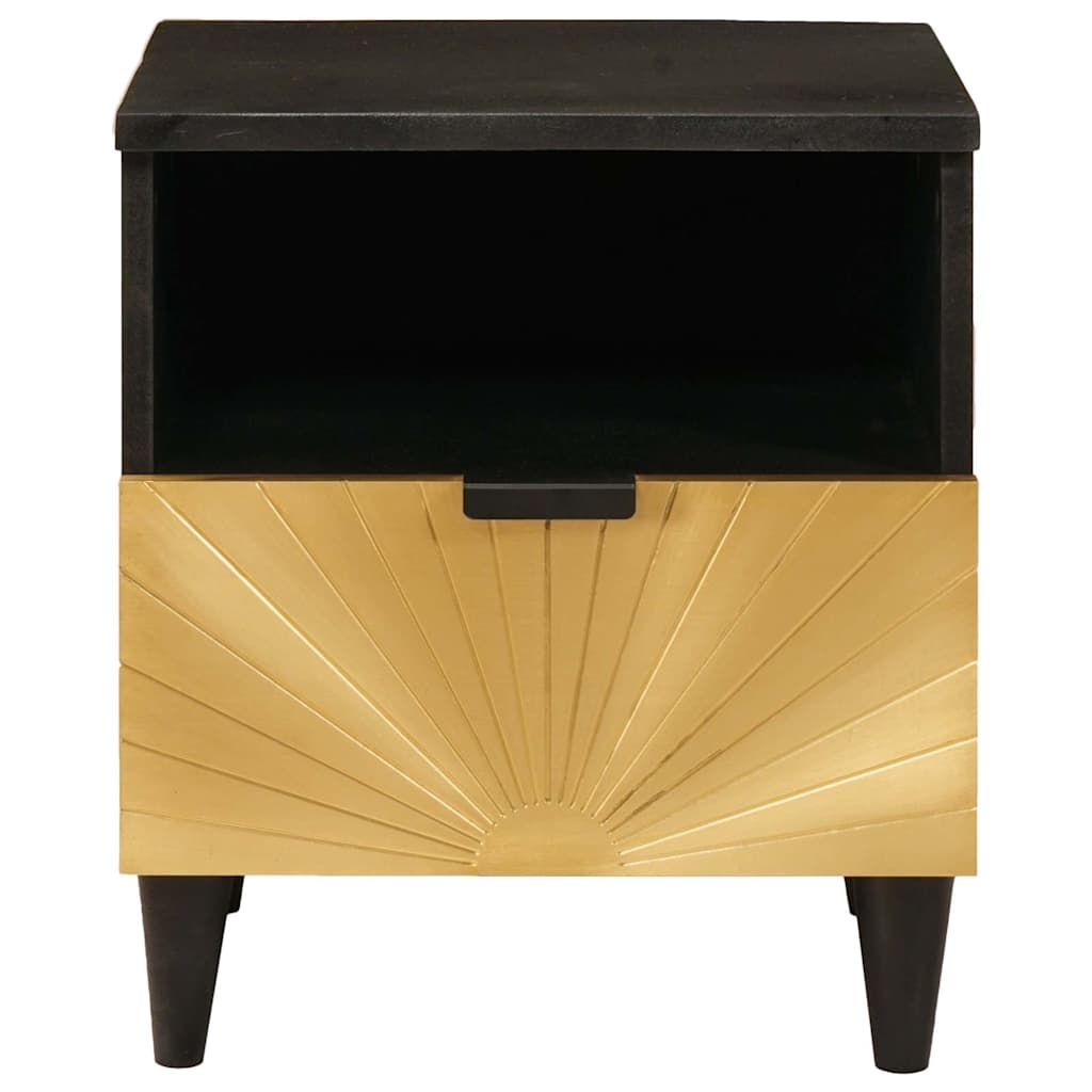 Armadio da Notte con cassetto Nero e Oro 40 x 33 x 46 cm | homemem39