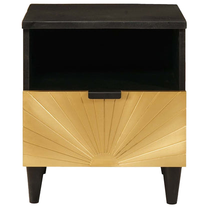 Armadio da Notte Nero e Oro 40 x 33 x 46 cm