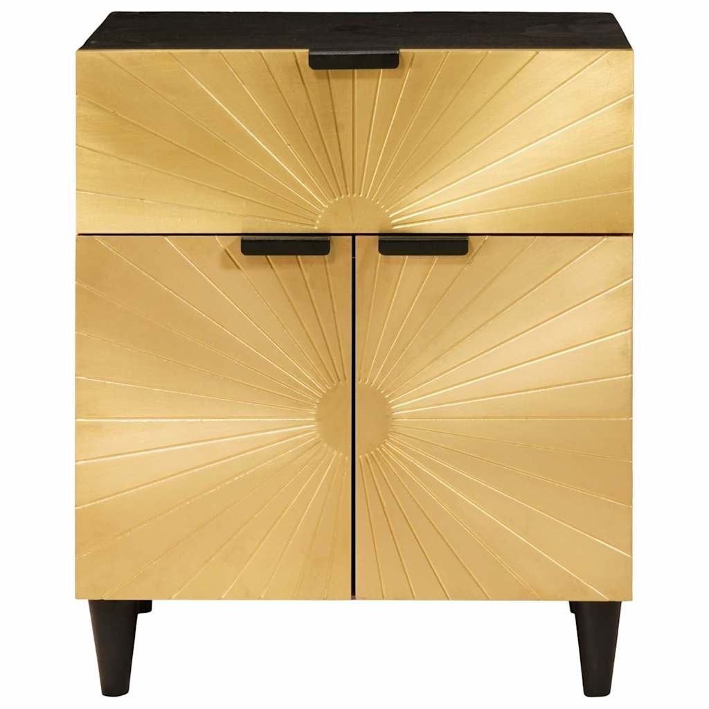 Comodino Nero e Oro 50 x 33 x 60 cm Legno ingegnerizzato