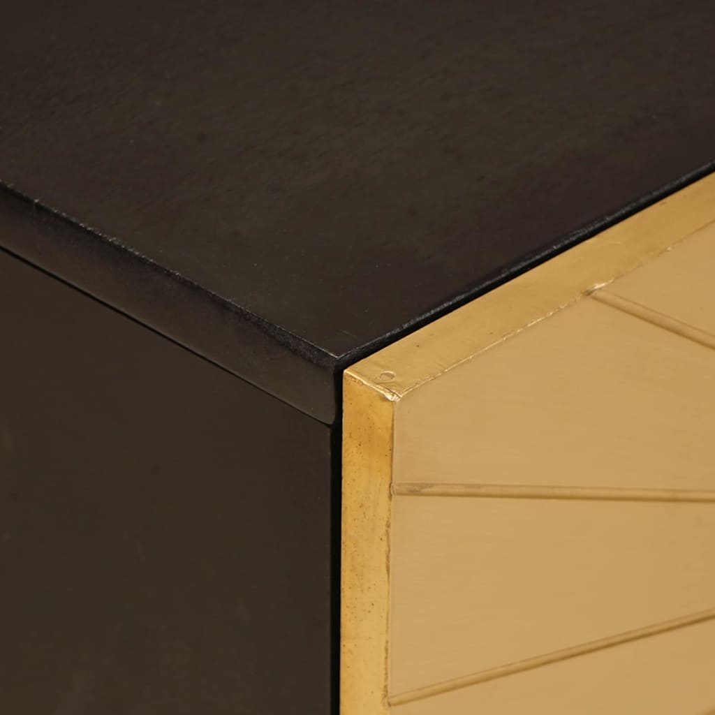 Mobile TV Nero e Oro 105 x 33 x 46 cm legno massello di mango - homemem39