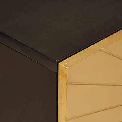 Mobile TV Nero e Oro 105 x 33 x 46 cm legno massello di mango - homemem39