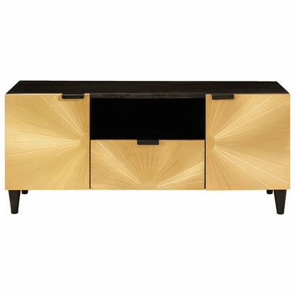 Mobile TV Nero e Oro 105 x 33 x 46 cm legno massello di mango - homemem39