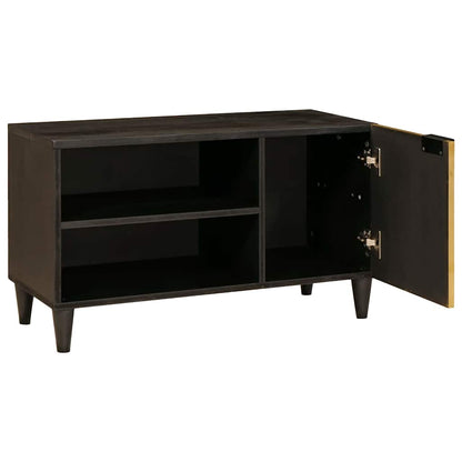 Mobile TV Nero e Oro 80 x 33 x 46 cm legno massello di mango - homemem39