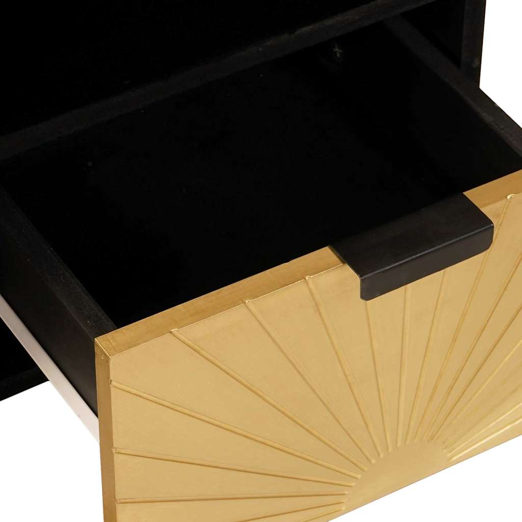 Mobile TV Nero e Oro 100 x 33 x 46 cm legno massello di mango - homemem39