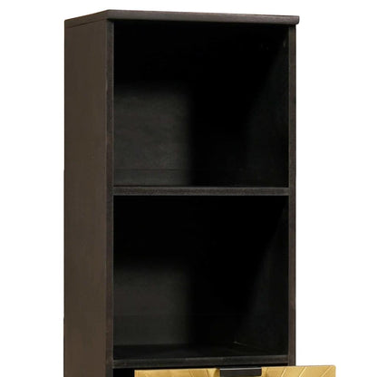 Mobile da Bagno con cassetto Nero e Oro 38 x 33 x 160 cm | homemem39