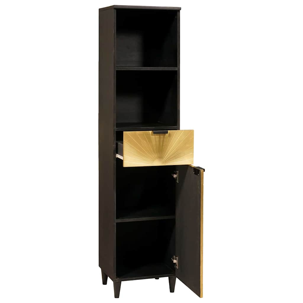 Mobile da Bagno con cassetto Nero e Oro 38 x 33 x 160 cm | homemem39