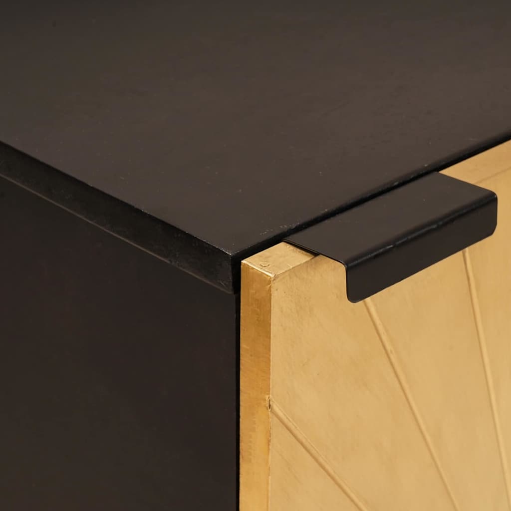 Credenza Nero e Oro 40 x 33 x 75 cm legno massello di mango - homemem39