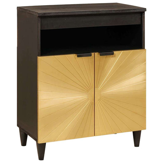 Credenza Nero e Oro 60 x 33 x 75 cm Legno di mango massello | homemem39