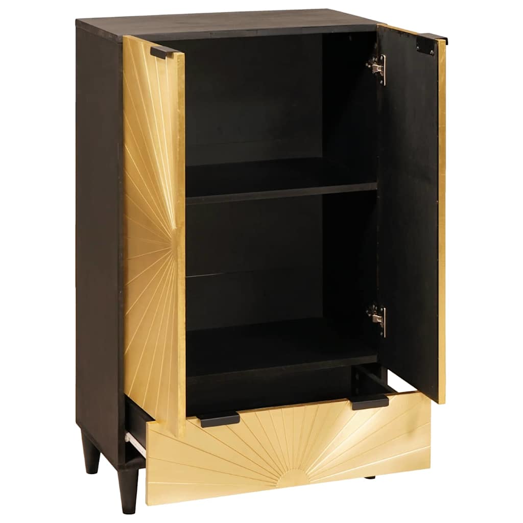 Mobile laterale con cassetto Nero e Oro 60 x 33.5 x 100 cm - homemem39