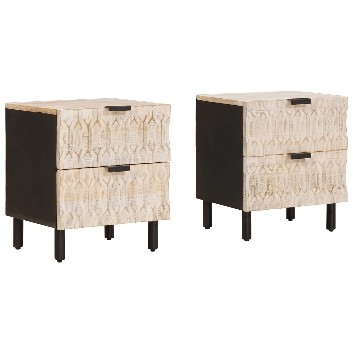 Armadio da Notte con cassetto 2 pcs Bianco 40 x 33 x 46 cm | homemem39