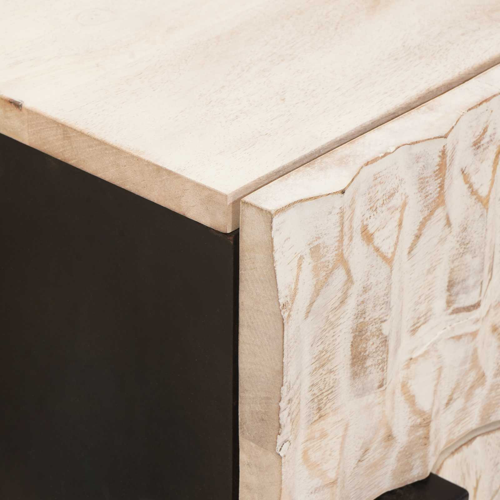 Armadio da Notte Bianco 50 x 33 x 60 cm Legno di mango massello | homemem39