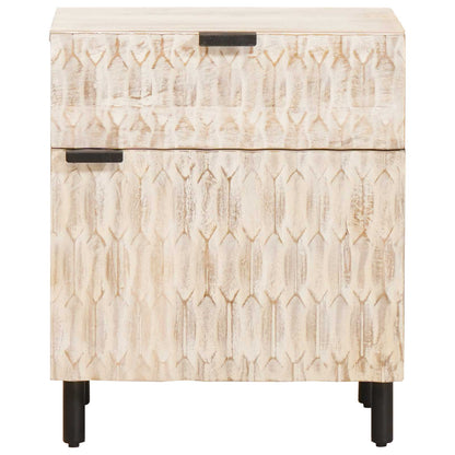 Armadio da Notte Bianco 50 x 33 x 60 cm Legno di mango massello