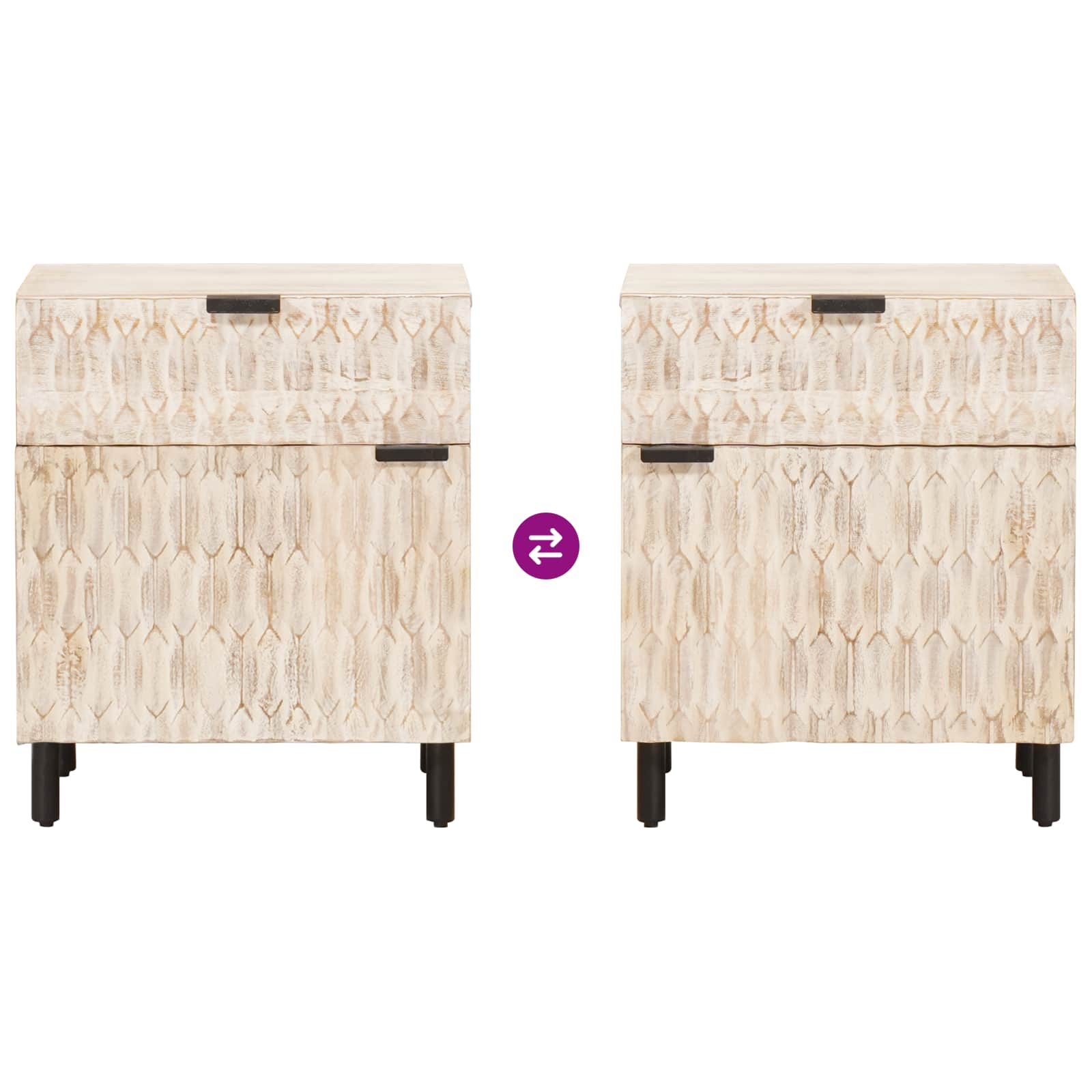 Armadio da Notte Bianco 50 x 33 x 60 cm Legno di mango massello | homemem39