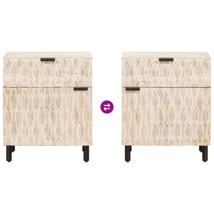 Armadio da Notte Bianco 50 x 33 x 60 cm Legno di mango massello | homemem39