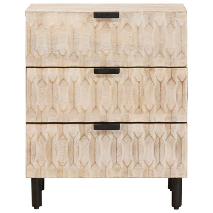 Armadio da Notte Bianco 50 x 33 x 62 cm Legno di mango massello