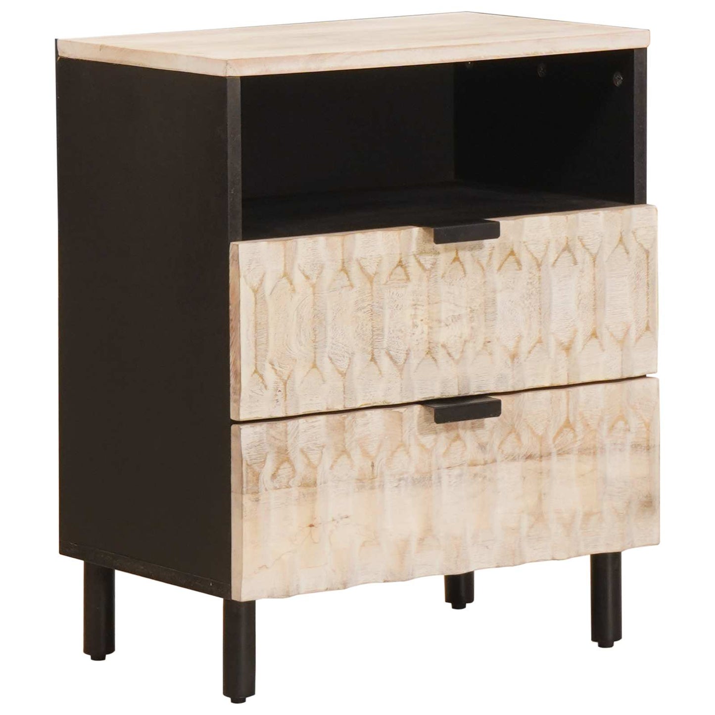 Armadio da Notte Bianco 50 x 33 x 60 cm Legno di mango massello | homemem39