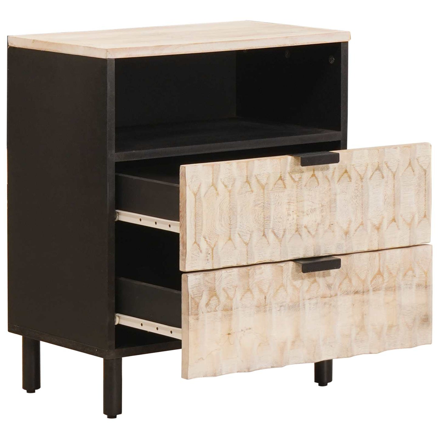 Armadio da Notte Bianco 50 x 33 x 60 cm Legno di mango massello | homemem39