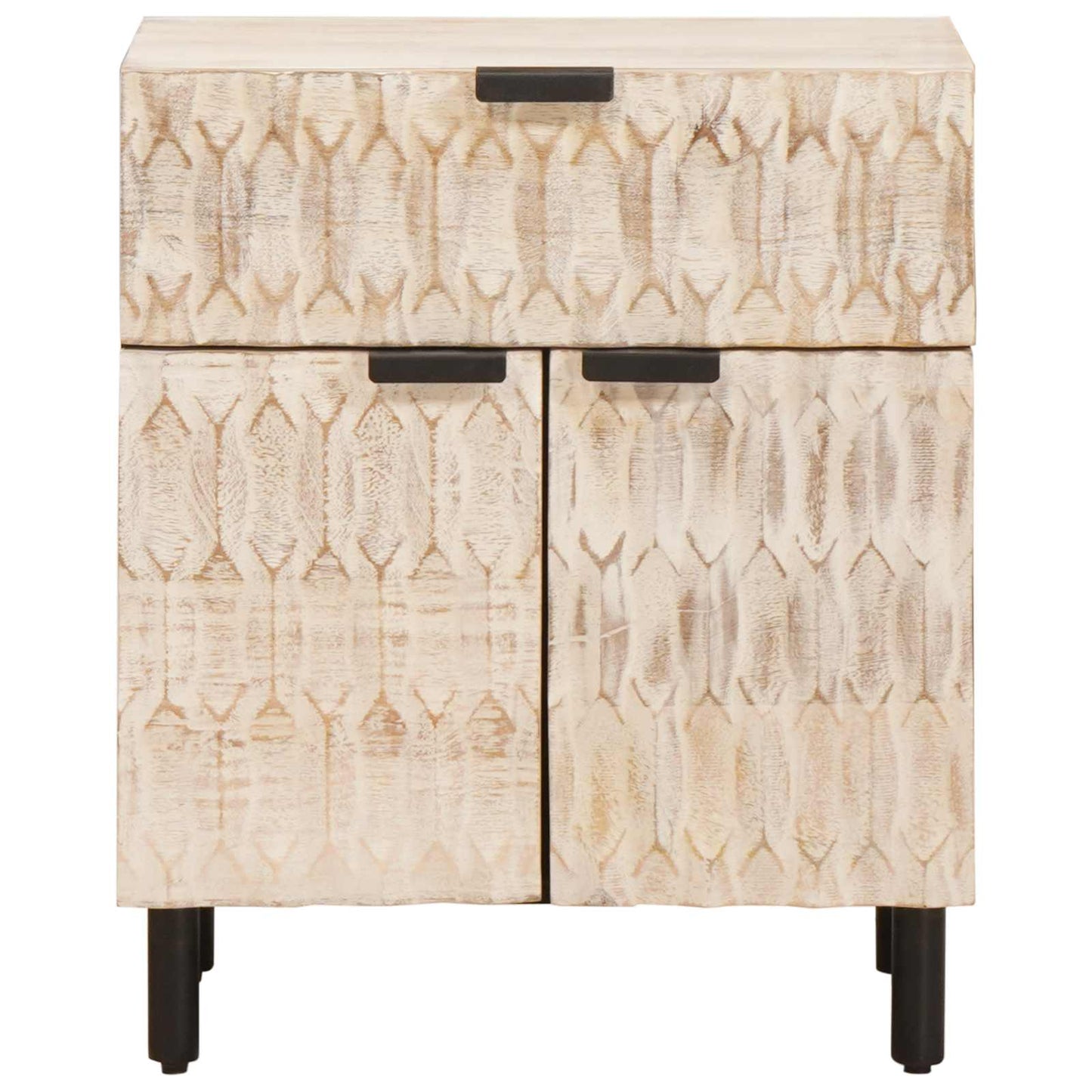 Armadio da Notte Bianco 50 x 33 x 60 cm Legno di mango massello