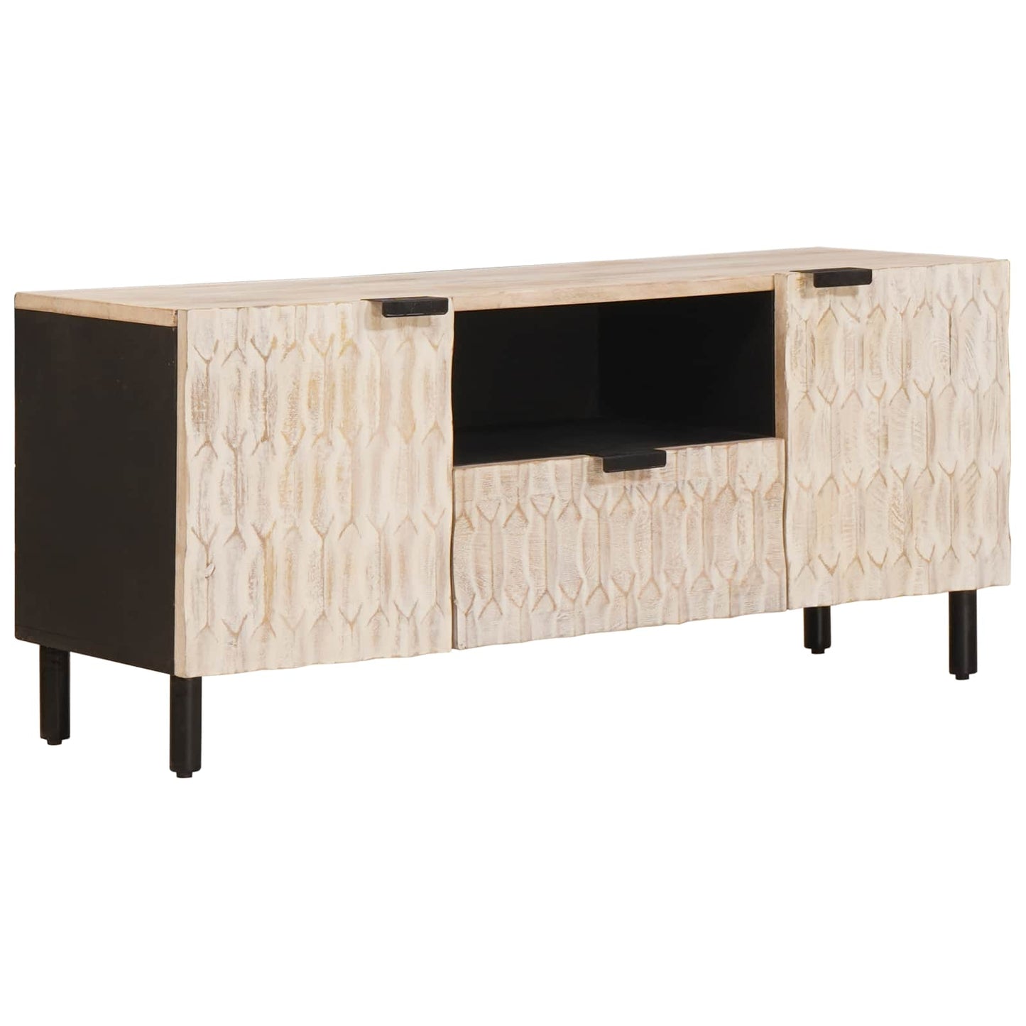 Mobile TV con cassetto Finitura Bianco Lavato 105 x 33 x 46 cm | homemem39