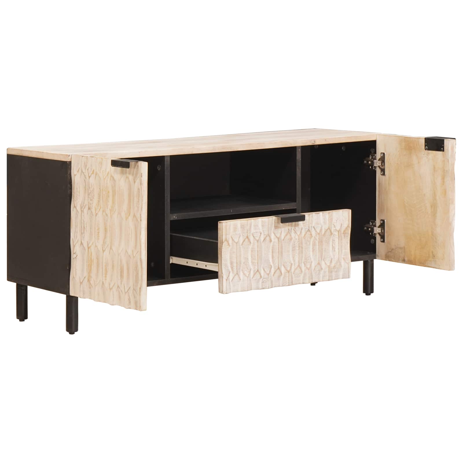 Mobile TV con cassetto Finitura Bianco Lavato 105 x 33 x 46 cm | homemem39