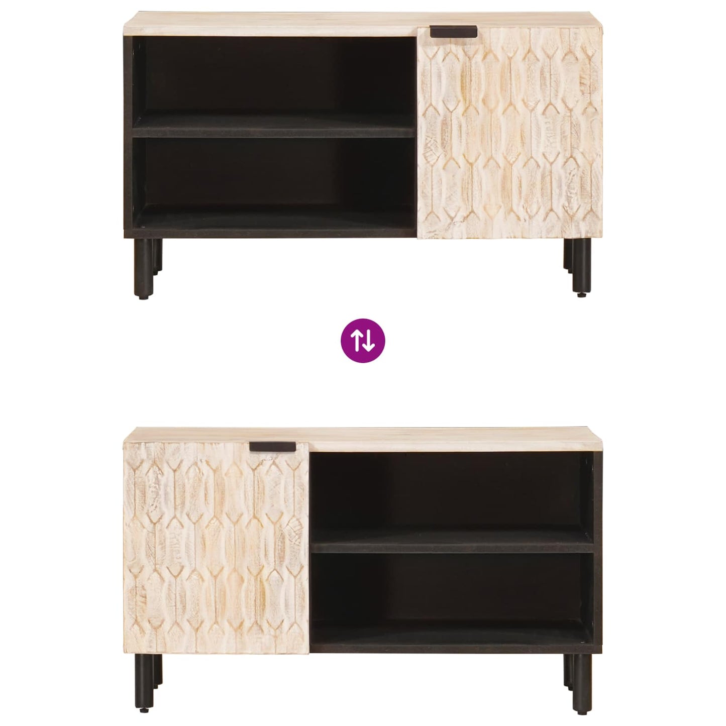 Mobile TV con porta Finitura Bianco Lavato 80 x 33 x 46 cm | homemem39