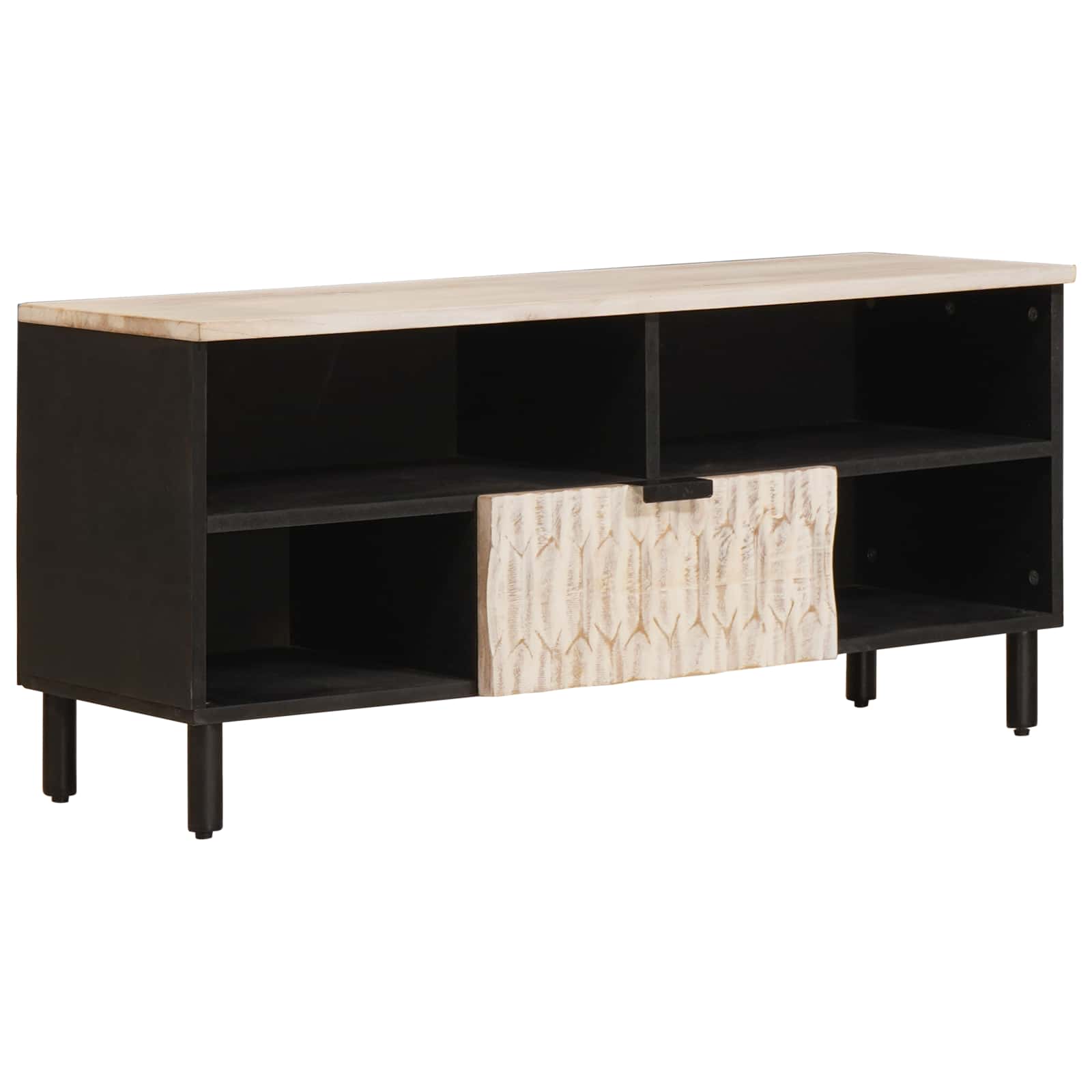 Mobile TV con cassetto Finitura Bianco Lavato 100 x 33 x 46 cm | homemem39