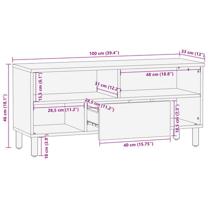 Mobile TV con cassetto Finitura Bianco Lavato 100 x 33 x 46 cm | homemem39