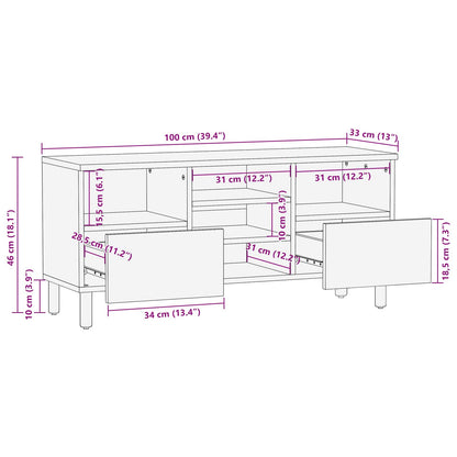 Mobile TV con cassetto Finitura Bianco Lavato 100 x 33 x 46 cm | homemem39