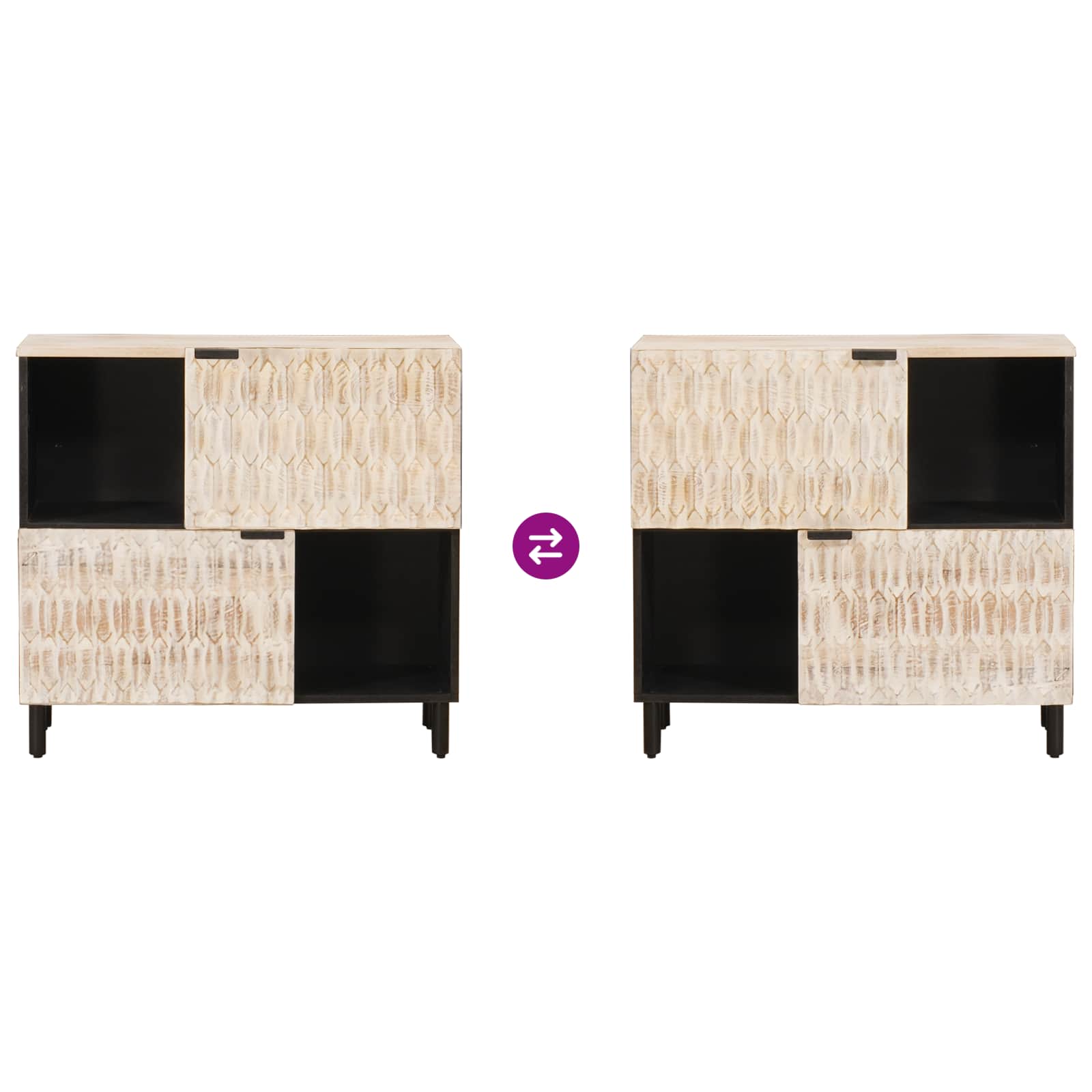 Credenza con porta Finitura Bianco Lavato 80 x 33 x 75 cm | homemem39