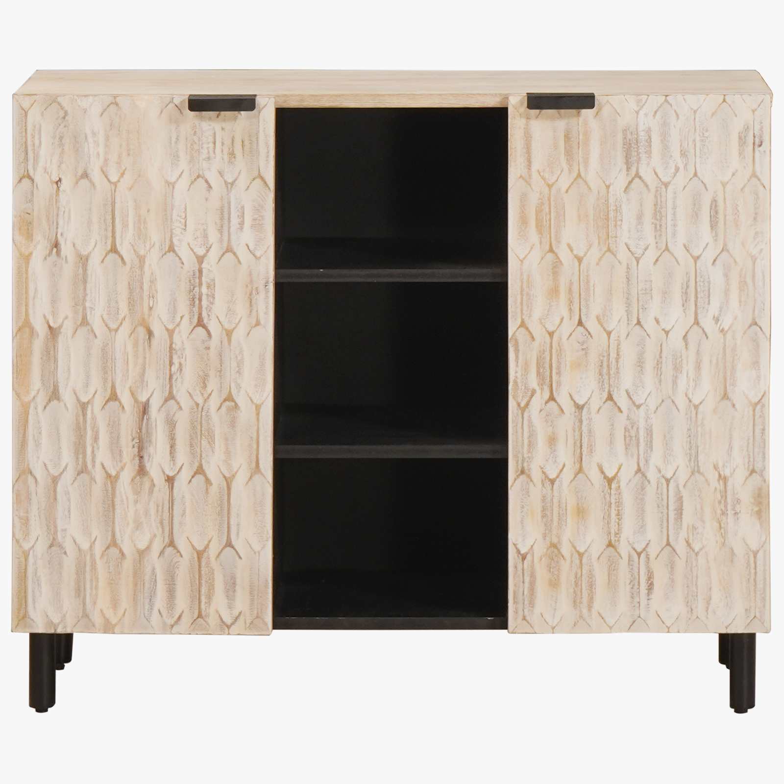 Credenza con lo scaffale Finitura Bianco Lavato 90 x 33 x 75 cm | homemem39