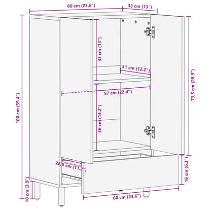 Credenza con cassetto Finitura Bianco Lavato 60 x 33 x 100 cm