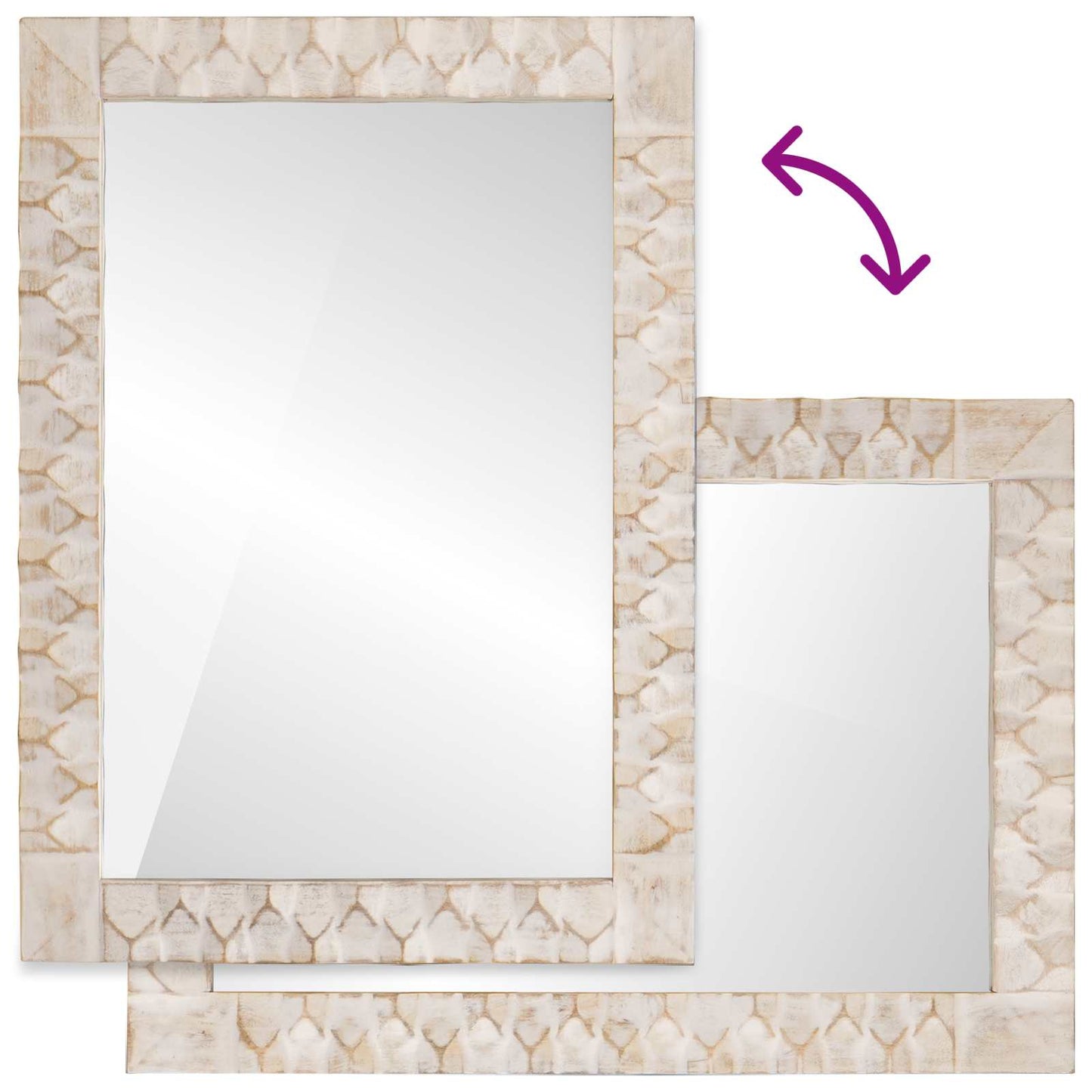 Specchio da bagno Finitura Bianco Lavato 50 x 70 x 2,5 cm