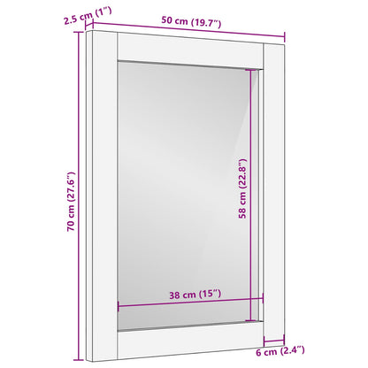 Specchio da bagno Finitura Bianco Lavato 50 x 70 x 2,5 cm