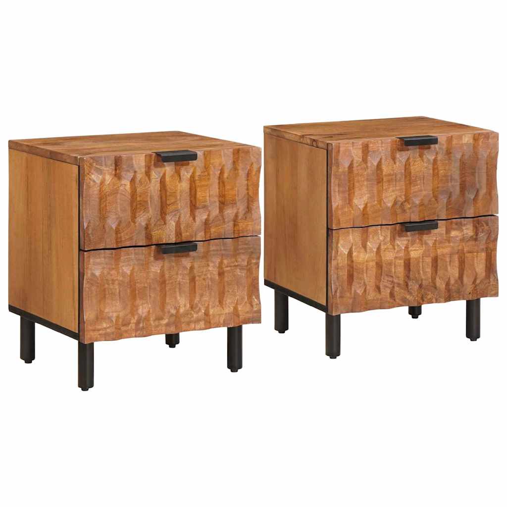 Armadio da Notte con cassetto 2 pcs Marrone 40 x 33 x 46 cm | homemem39